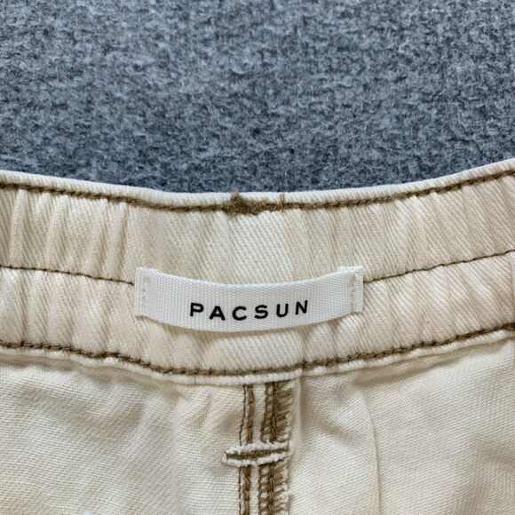 Pacsun Shorts Women XS Extra Small Ivory Denim Tint High Rise Cutoff Cargo - Picture 6 of 16
